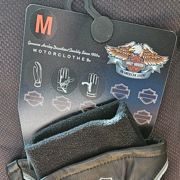 NWT Harley-Davidson Womens Windshielder Gauntlet Leather Gloves, Black - Medium - Picture 3 of 6